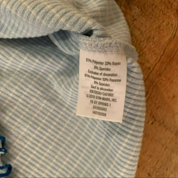 Gymboree blue striped ribbed knit short sleeve t-shirt with lattice stitching - Picture 4 of 6